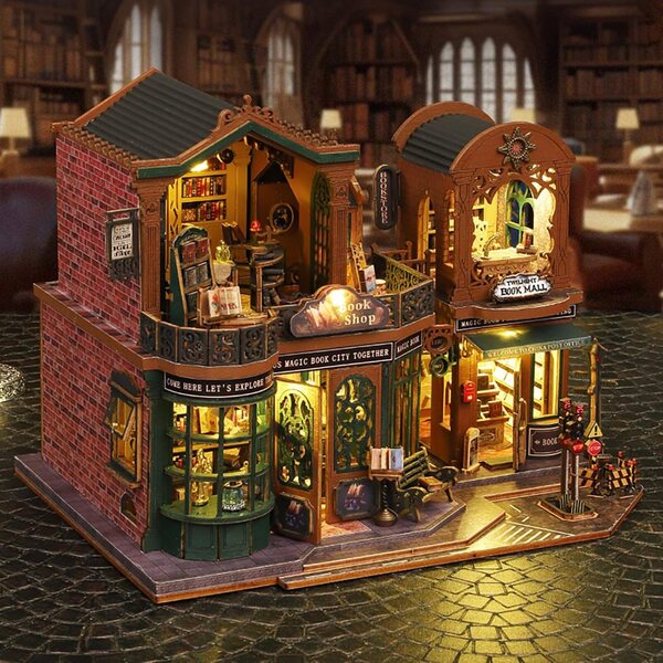 Book Nook Shylamb Holzbausatz mit LED, Miniatur-Puppenhaus zum Zusammenbauen