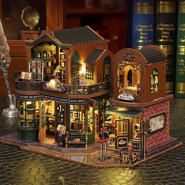 Book Nook Shylamb Holzbausatz mit LED, Miniatur-Puppenhaus zum Zusammenbauen