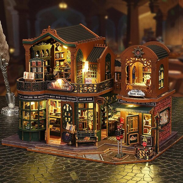 Book Nook Shylamb Holzbausatz mit LED, Miniatur-Puppenhaus zum Zusammenbauen