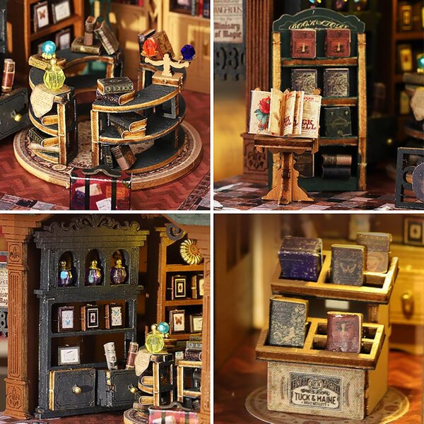 Book Nook Shylamb Holzbausatz mit LED, Miniatur-Puppenhaus zum Zusammenbauen