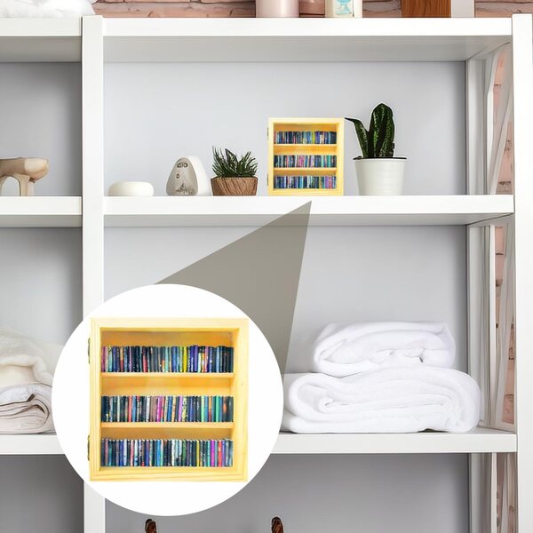 Mini biblioteca in legno con 70 mini libri per arredamento e collezionisti