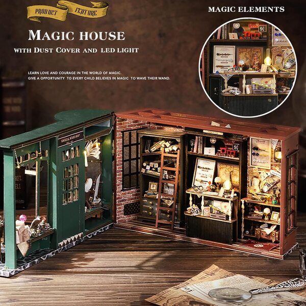 DIY Miniatur-Puppenhaus aus Holz mit LED und Staubschutz – Komplettset