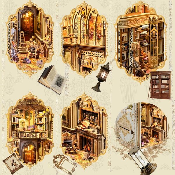 Kit Casa delle Bambole 3D Vintage con Dettagli Creativi e Luci LED – DIY Legno
