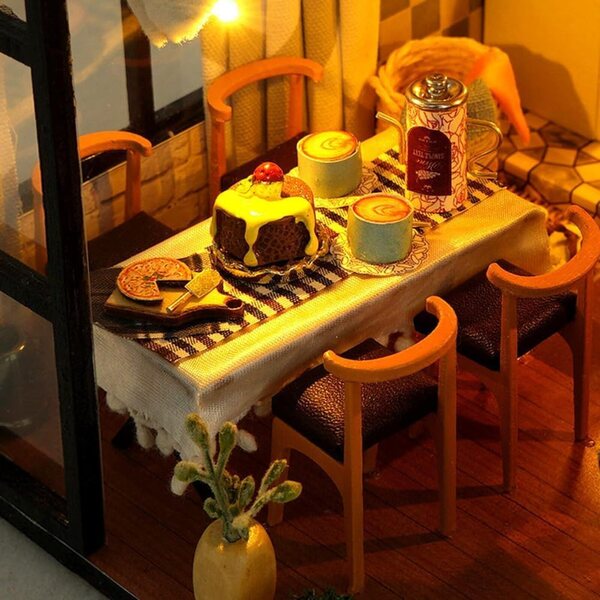 Mini Villa Maison De Dolls DIY 3D mit LED-Lichtern und Musik – Kreativset mit Möbeln und Staubschutz