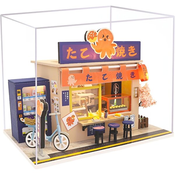 Miniatur-DIY-Chalet mit LED-Leuchten und Möbeln zur Dekoration und Sammlung