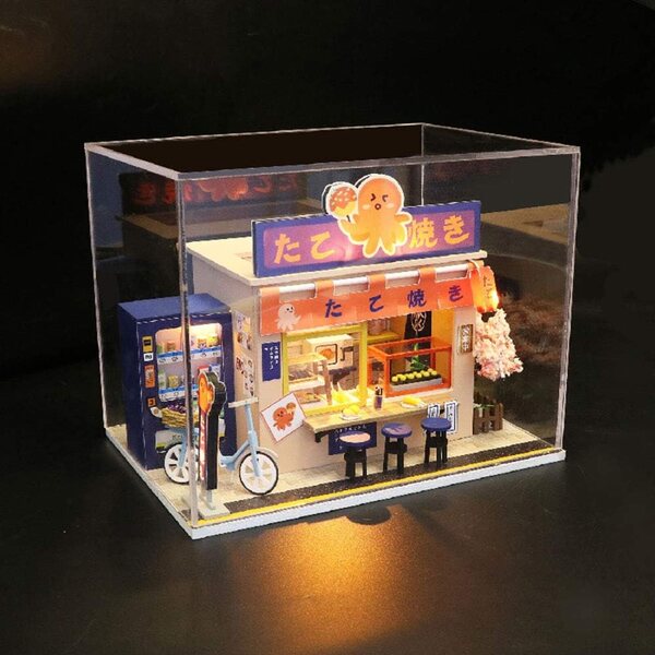 Miniatur-DIY-Chalet mit LED-Leuchten und Möbeln zur Dekoration und Sammlung