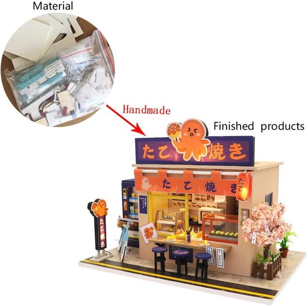 Miniatur-DIY-Chalet mit LED-Leuchten und Möbeln zur Dekoration und Sammlung