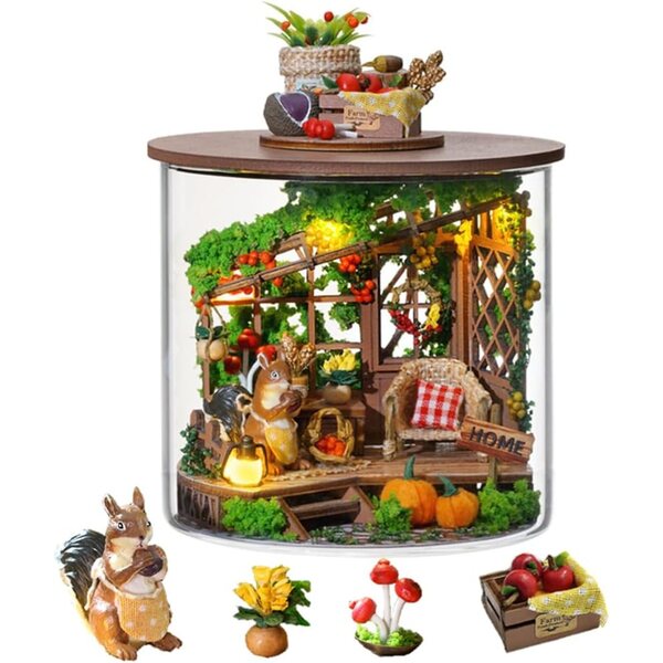 Mini-DIY-Glaspuppenhaus mit dekorativen Möbeln – kreatives Inneneinrichtungsset