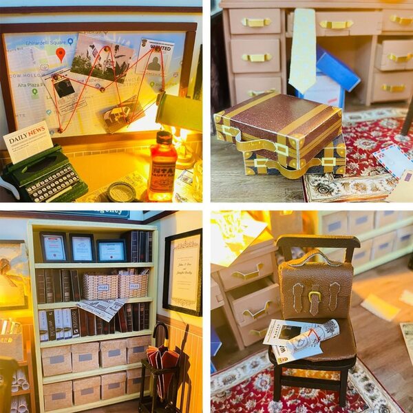 3D-Möbelbausatz für Micro Home mit LED-Licht – Holzmodell zum Zusammenbauen