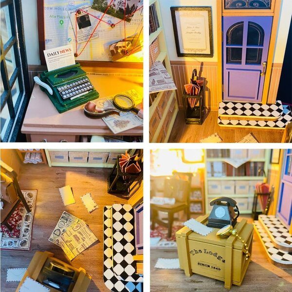 3D-Möbelbausatz für Micro Home mit LED-Licht – Holzmodell zum Zusammenbauen