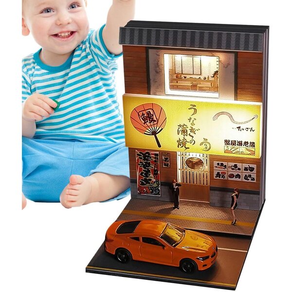 Miniatur-Sushi-Hausmodell mit USB-Beleuchtung, realistisches Design 1:64