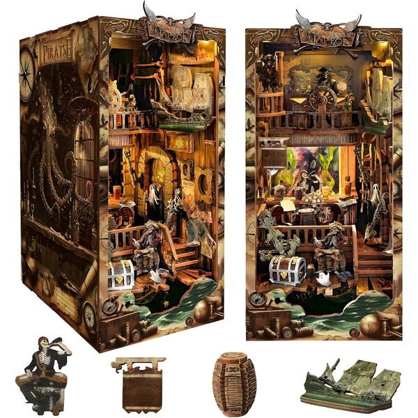 DIY Miniatur-Buchecken-Set mit LED-Licht und Musik für Puppenhaus