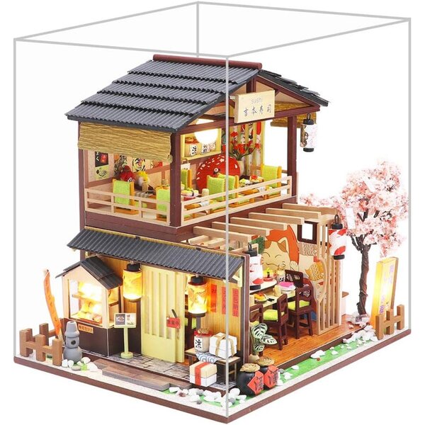 1:24 DIY japanisches Puppenhaus mit Musik und LED, kreativer Holzbausatz