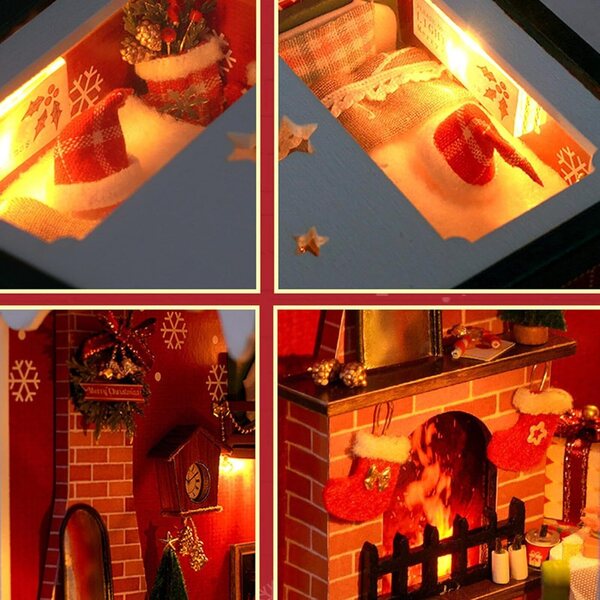 Bok Nook Kit Casa Miniatura Natalizia con Luci LED - Kit Creativo per Bambini e Principianti