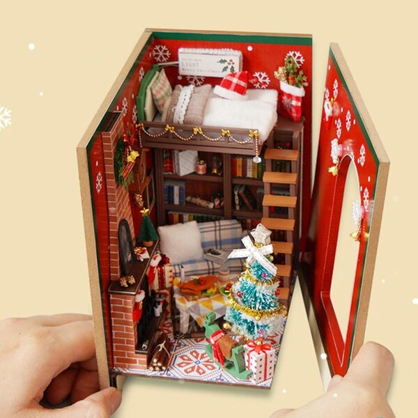 Bok Nook Kit Casa Miniatura Natalizia con Luci LED - Kit Creativo per Bambini e Principianti