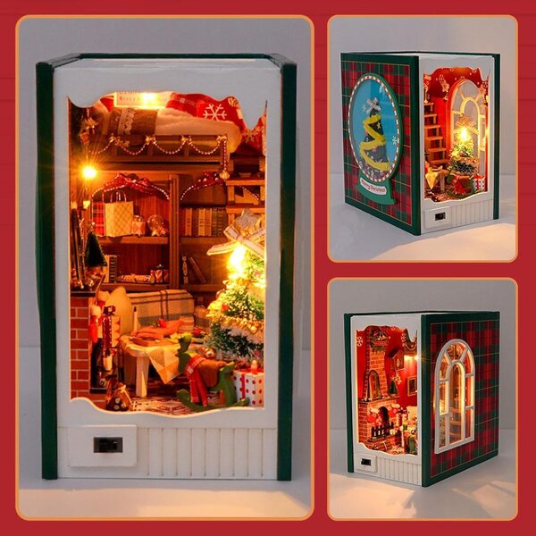 Bok Nook Kit Casa Miniatura Natalizia con Luci LED - Kit Creativo per Bambini e Principianti