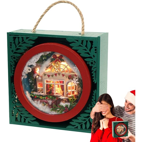 Kit Maison de Noël Miniature in Legno con LED – Decorazione Artigianale Festiva