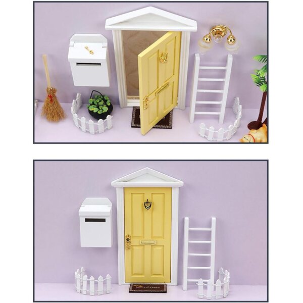 Kit Porta Fata Miniatura 1:12 in Legno con Accessori – Decorazione Magica per Bambini