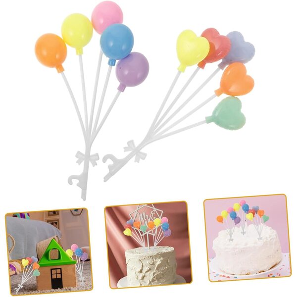 Set 8 Mini Palloncini Rotondi e a Cuore per Decorazioni Torte e Case Bambole
