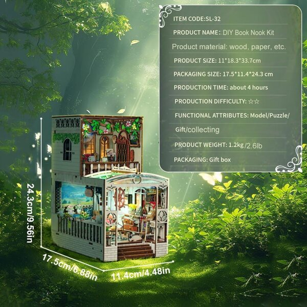 3D-DIY-Puppenhaus aus Holz mit zwei Etagen, Kreativset für Weihnachten und Dekoration