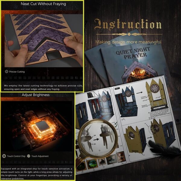 DIY 3D-Holz-Booknook-Miniaturbausatz mit LED-Licht und Puzzle für Puppenhaus