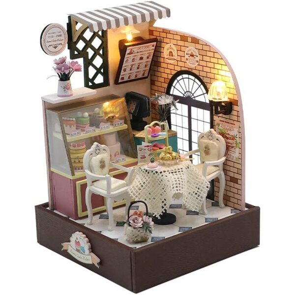 DIY-Miniatur-Puppenhaus-Bausatz mit detaillierten Möbeln und Anleitung auf Italienisch