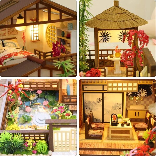 1:24 DIY Miniatur-Puppenhaus-Bausatz aus Holz mit Musik und LED – einzigartige Dekoration