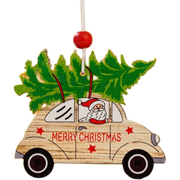 Weihnachts-LKW-Anhänger aus stabilem Holz, festlicher Baumschmuck 8x7,5 cm
