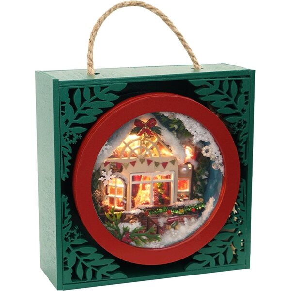 Kit Artigianale Casa di Natale in Legno con Luci LED - Decorazione Natalizia Creativa