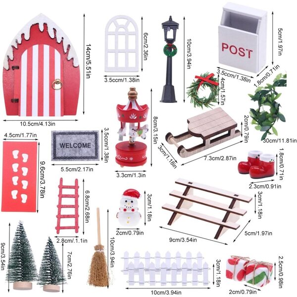 Decorazioni Natale in Miniatura per Casa delle Bambole in Legno 1:12