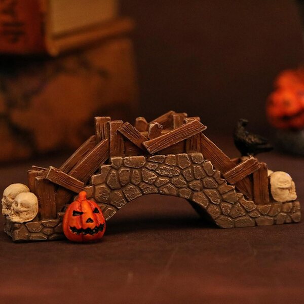 Set mit 6 Miniatur-Spukhausstatuen aus Kunstharz für Halloween- und Partydekorationen