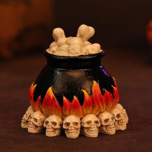 Set mit 6 Miniatur-Spukhausstatuen aus Kunstharz für Halloween- und Partydekorationen