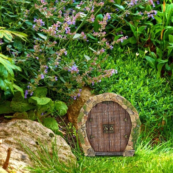 Porta di Giardino delle Fate in Legno Miniatura, Decorazione Magica 10x8 cm