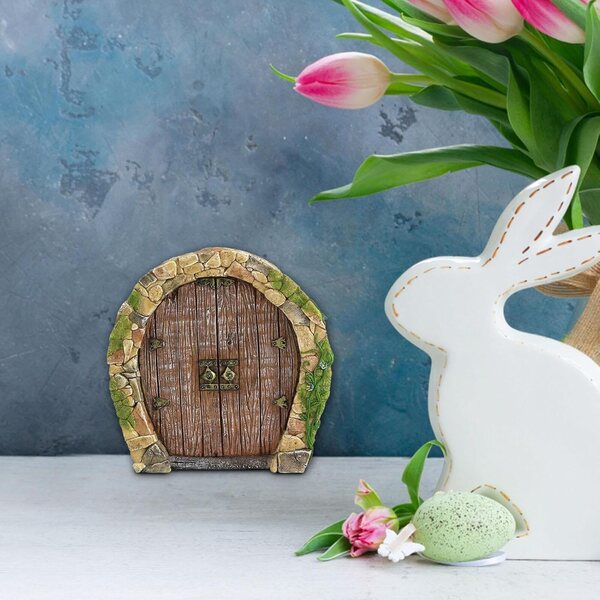 Porta di Giardino delle Fate in Legno Miniatura, Decorazione Magica 10x8 cm