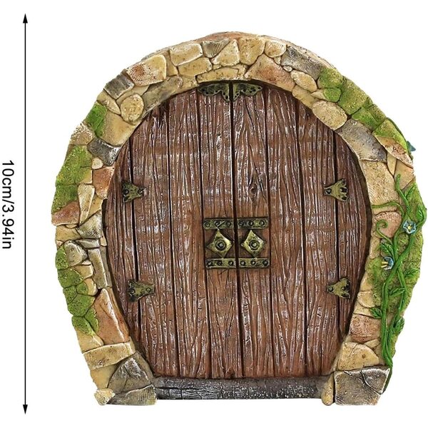 Porta di Giardino delle Fate in Legno Miniatura, Decorazione Magica 10x8 cm