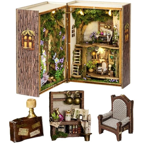3D-Puppenhaus mit LED, Bausatz aus Holz und Stoff, kreatives Geschenk