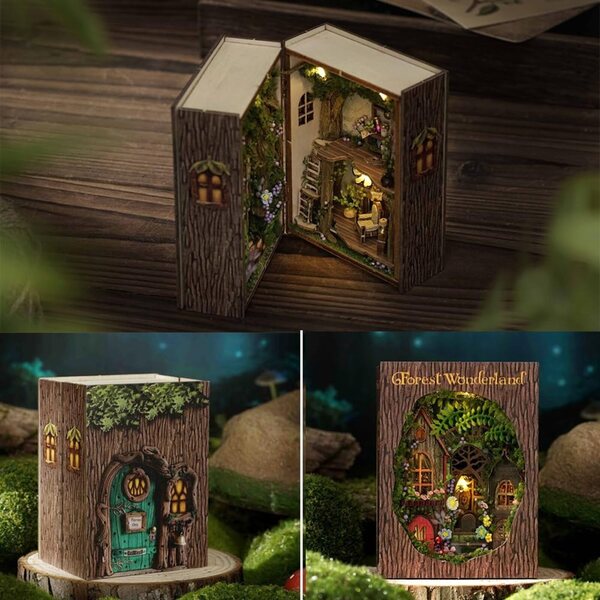 3D-Puppenhaus mit LED, Bausatz aus Holz und Stoff, kreatives Geschenk