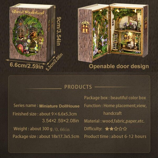 3D-Puppenhaus mit LED, Bausatz aus Holz und Stoff, kreatives Geschenk