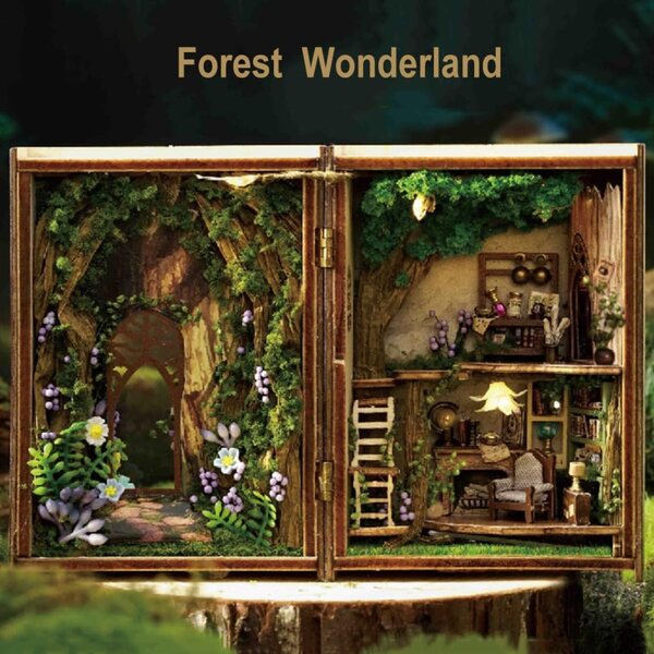 3D-Puppenhaus mit LED, Bausatz aus Holz und Stoff, kreatives Geschenk