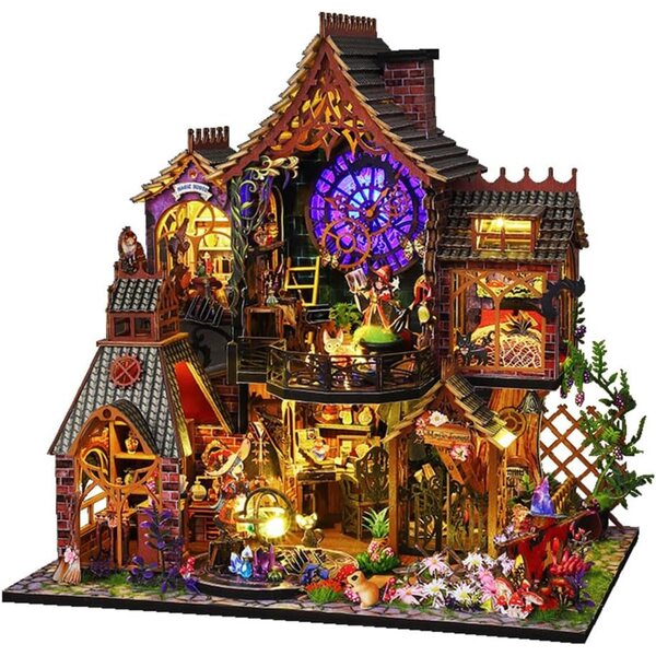 Kit Casa delle Bambole in Legno con LED e Mobili - Fai da Te per 14+ anni