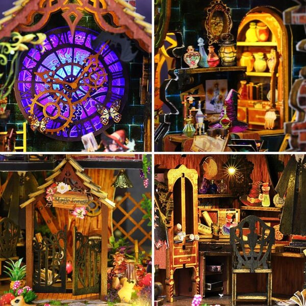 Kit Casa delle Bambole in Legno con LED e Mobili - Fai da Te per 14+ anni