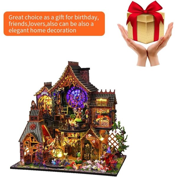 Kit Casa delle Bambole in Legno con LED e Mobili - Fai da Te per 14+ anni
