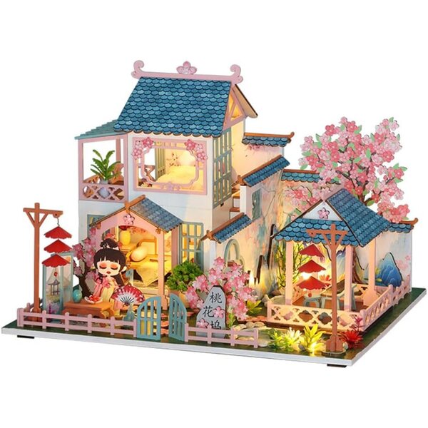 Kit Casa delle Bambole Miniatura in Legno con Luci LED - Completo e Creativo