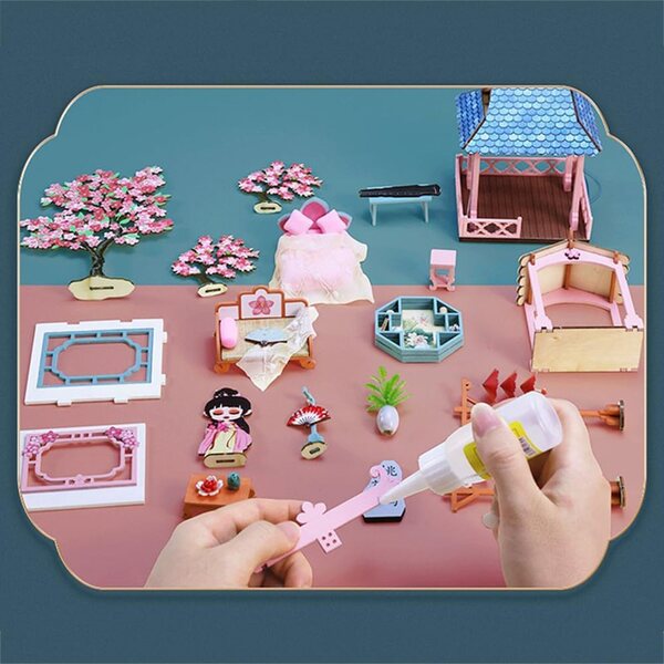 Kit Casa delle Bambole Miniatura in Legno con Luci LED - Completo e Creativo