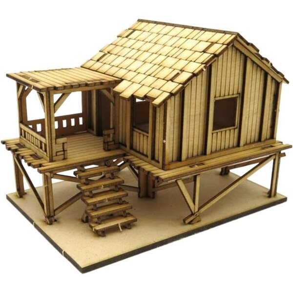 1:72 Holzhaus-Bausatz zum Zusammenbauen – Vintage-DIY-Holzmodell