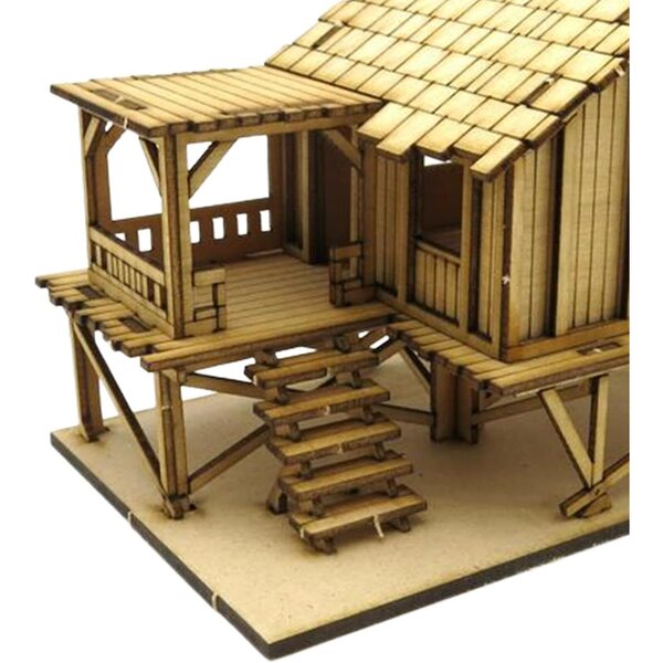 1:72 Holzhaus-Bausatz zum Zusammenbauen – Vintage-DIY-Holzmodell