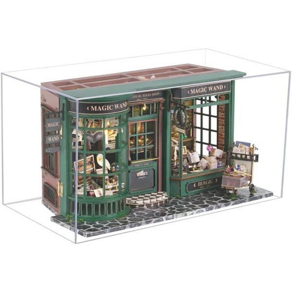 Kit Casa delle Bambole in Legno 3D Fai da Te con LED e Copertura Anti Polvere, Scala 1/24