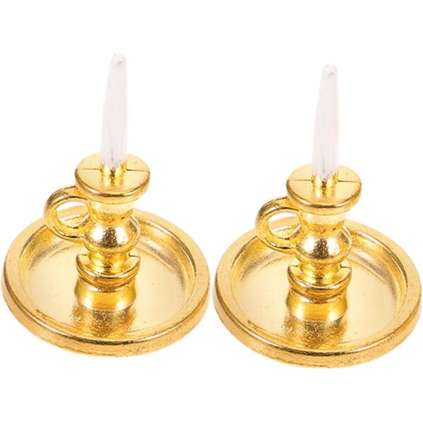 2 Portacandele Miniatura in Metallo 1:12 per Case delle Bambole e Micro Paesaggi