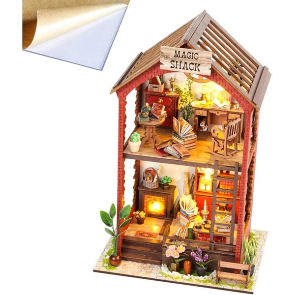 3D-Puppenhaus-Bausatz aus Holz mit LED – DIY, kreatives Geschenk und Vintage-Deko