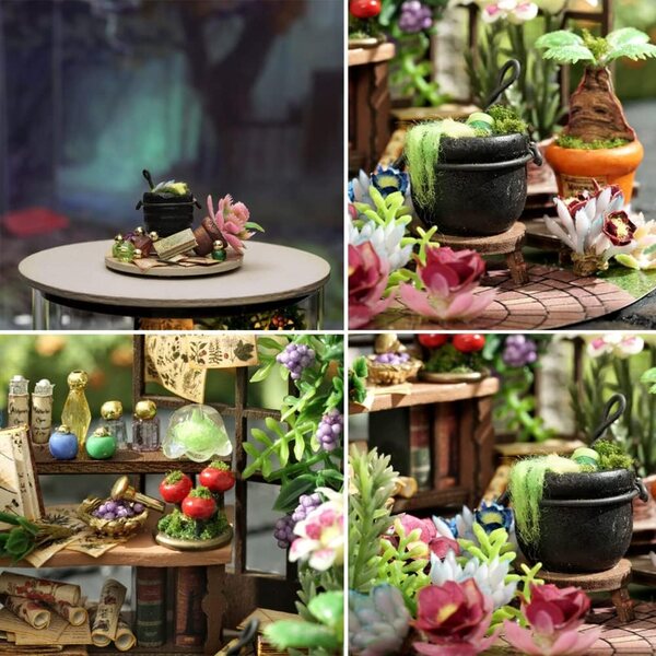 3D-Miniatur-Puppenhaus-Bausatz aus Holz mit LED und Staubschutz